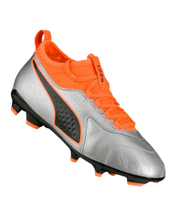 Puma ONE 3 Leder AG Børn Fodboldstøvler – Sølv Orange F01