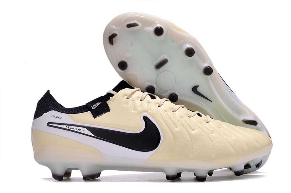 Nike Tiempo Legend 10 Elite FG Fodboldstøvler Beige Sort Hvid